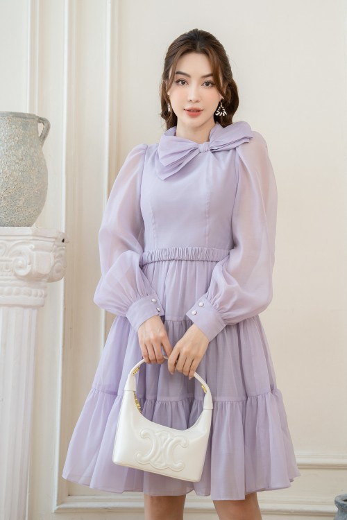 Sixdo Light Purple Ruffle Mini Dress